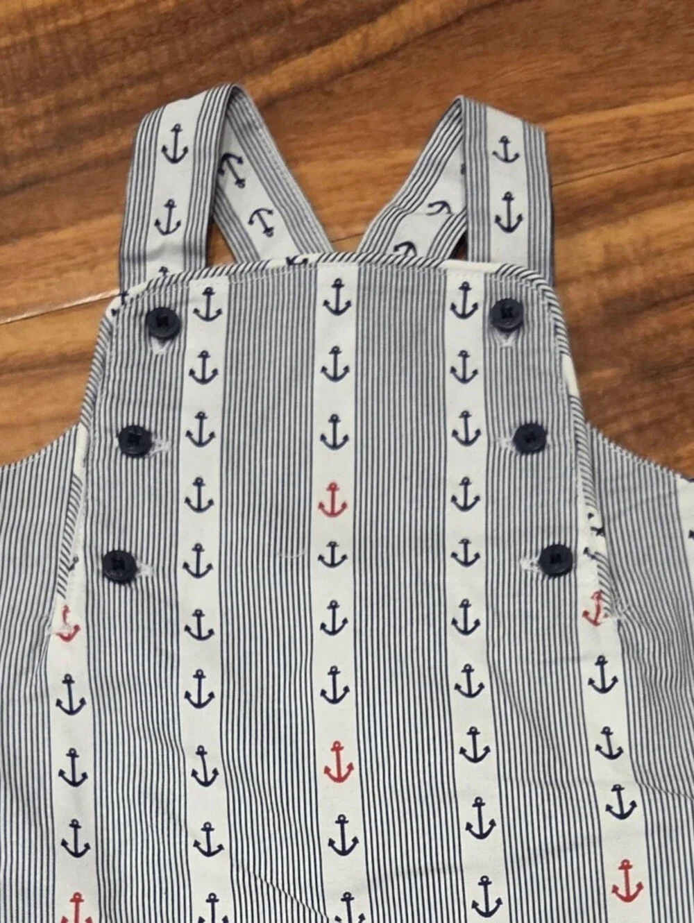 Janie and Jack NWT 0-3 Months Striped Anchor Shortall and Collared Bodysuit